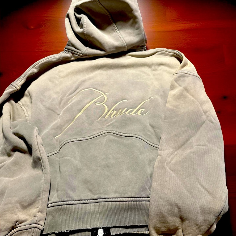 Rhude Beige Hoodie with Embroidered Logo